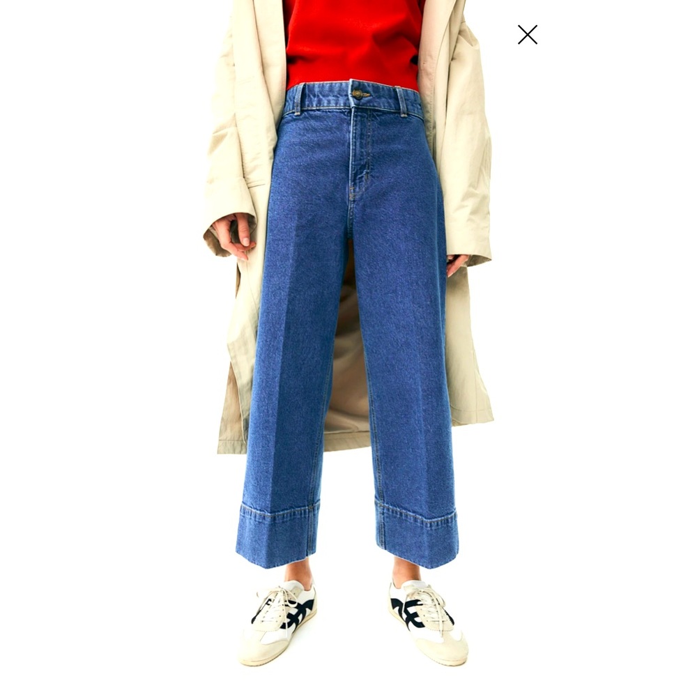 H&M HIGH RISE WIDE LEG CROPPED JEANS